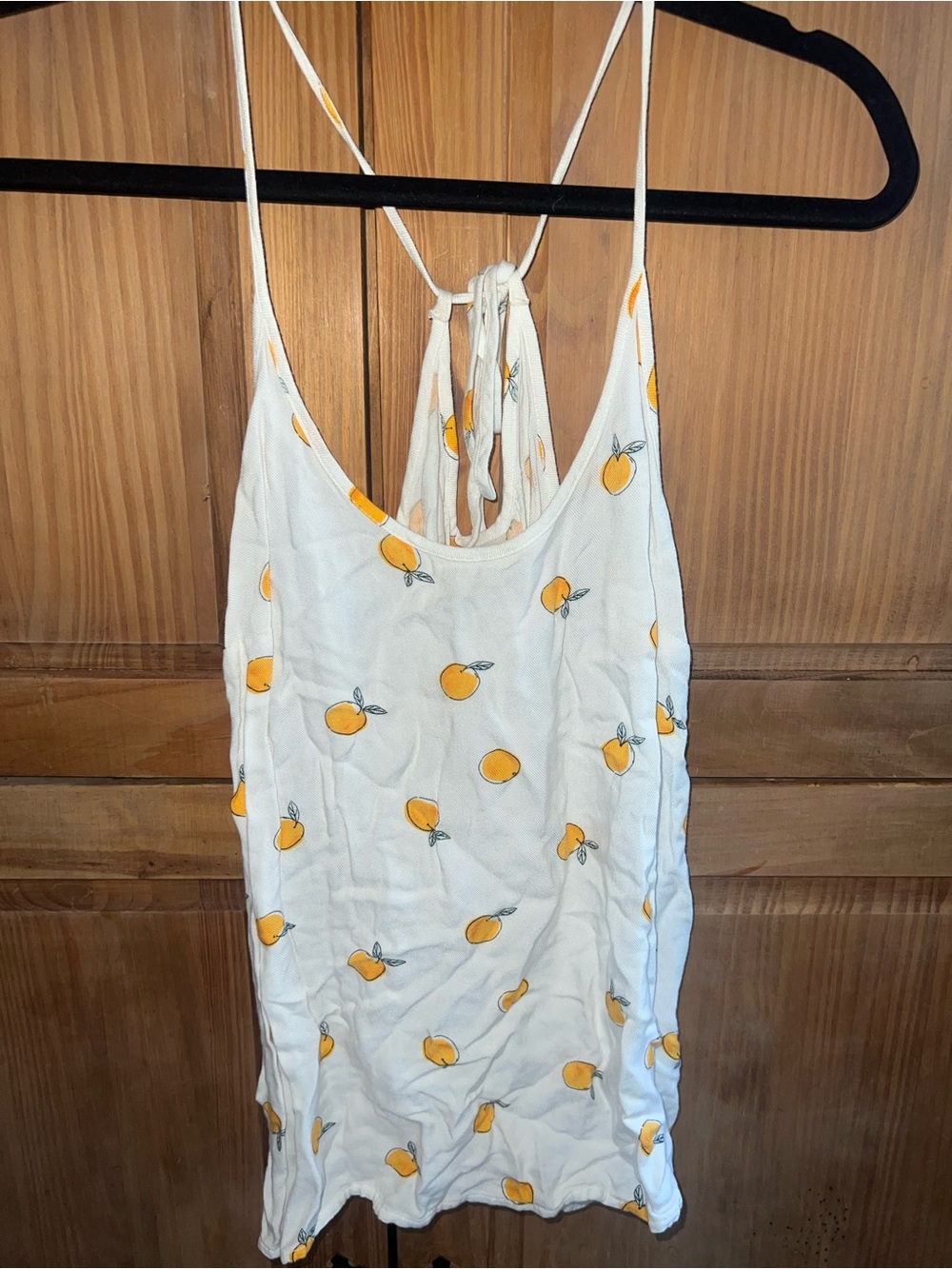 Women’s Small White Oranges Fruit Print Spaghetti Strap Tank Top Anthropologie